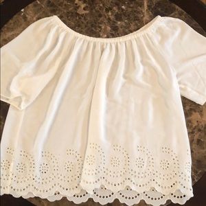 LOFT Off shoulder white blouse with detail